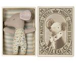 Maileg Sleepy/wakey baby mouse in matchbox - Blue - Flying Ryno