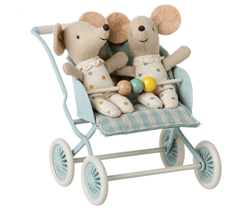 Maileg Stroller, Baby Mice - Mint - Flying Ryno