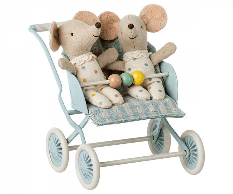 Maileg Stroller, Baby Mice - Mint - Flying Ryno