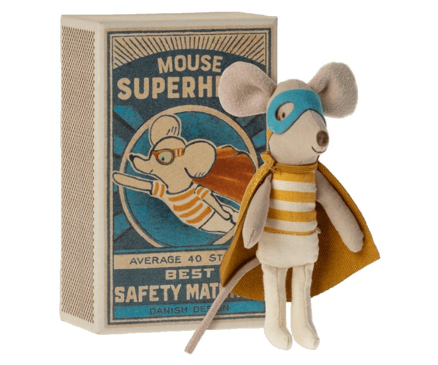 Maileg Super Hero Mouse Little Brother in Matchbox - Flying Ryno