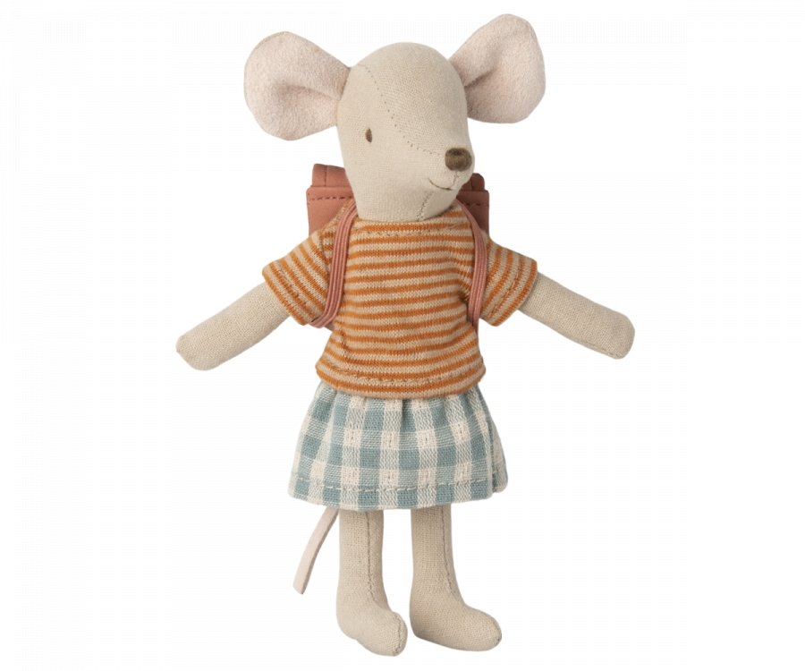 Maileg Tricycle mouse, Big sister with bag, Old rose - Flying Ryno