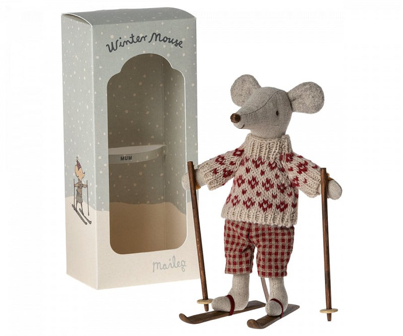 Maileg Winter Mouse with Ski Set, Mum - Flying Ryno