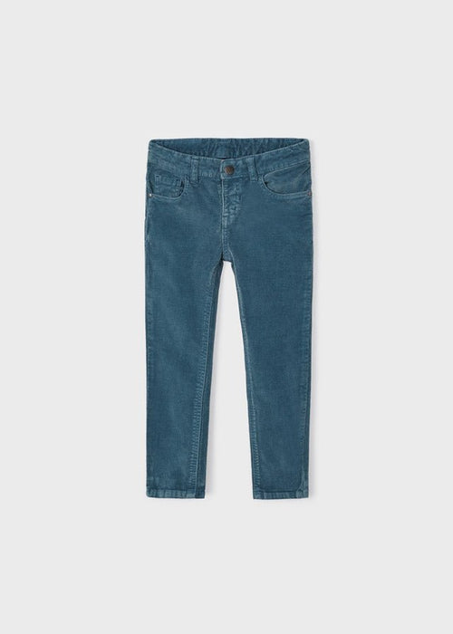 Mayoral Basic Slim Fit Cord Trousers, Stone Blue - Flying Ryno