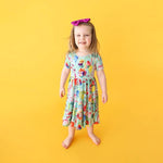 Posh Peanut Happy Birthday Short Sleeve Twirl Dress - Flying Ryno