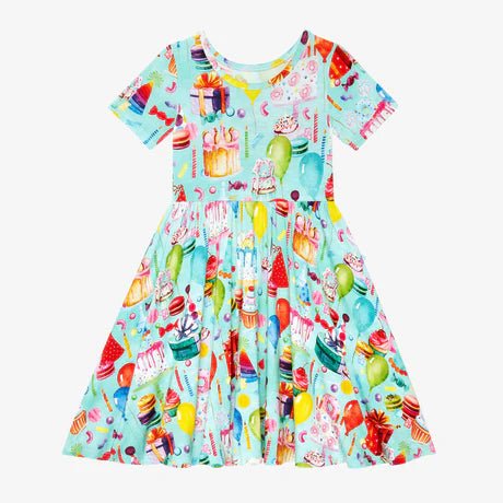 Posh Peanut Happy Birthday Short Sleeve Twirl Dress - Flying Ryno