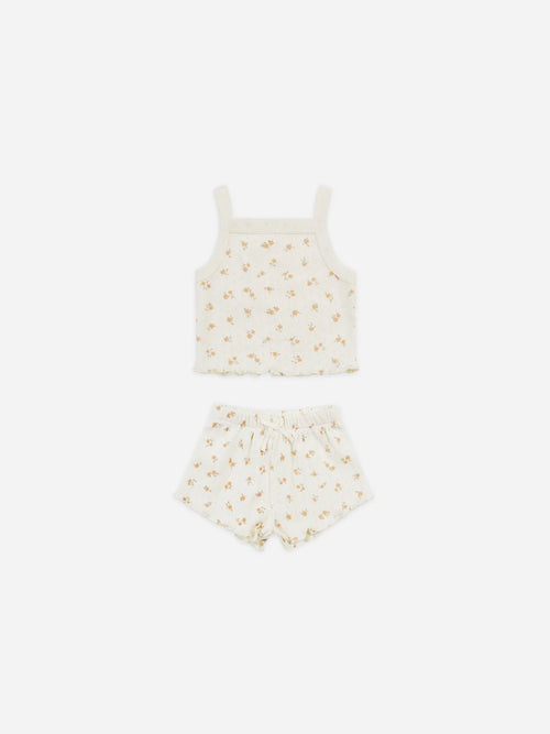 Quincy Mae Pointelle Tank and Shortie Set, Ditsy Melon - Flying Ryno