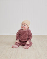 Quincy Mae Velour Relaxed Sweatshirt and Sweatpant Set, Fig - Flying Ryno