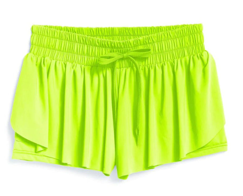 Suzette Fly Away Shorts Youth Girls, Neon Green - Flying Ryno