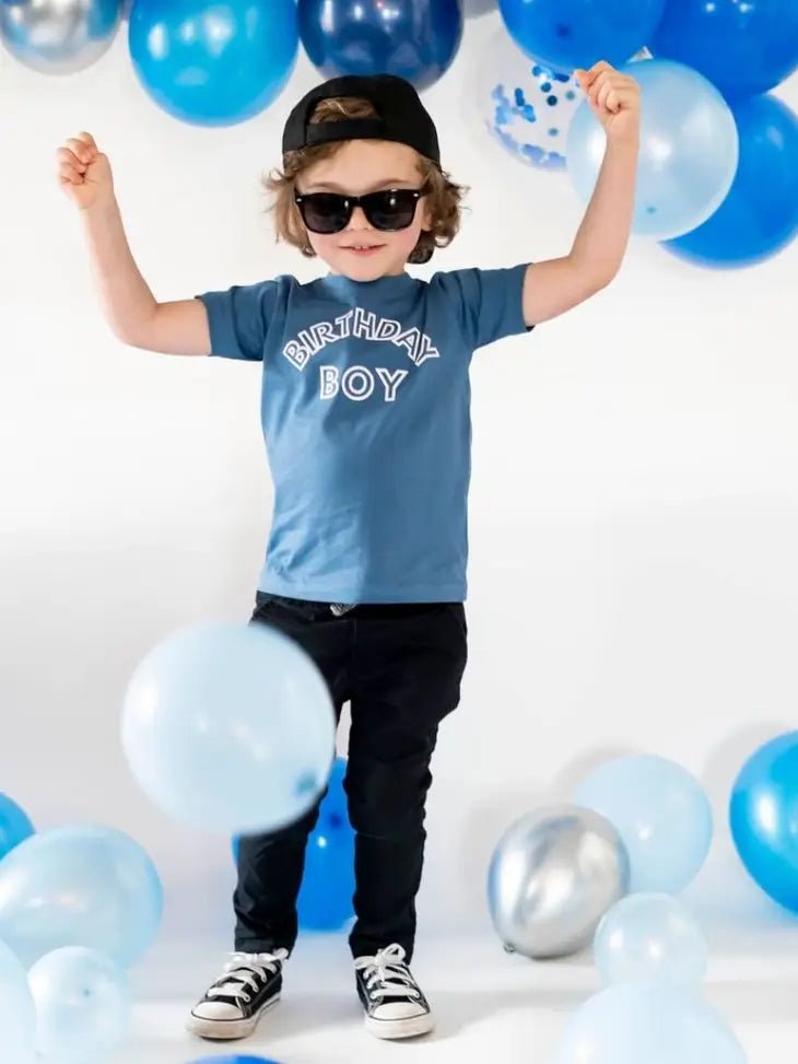 Sweet Wink Birthday Boy Short Sleeve Shirt - Indigo - Kids Birthday Tee - Flying Ryno