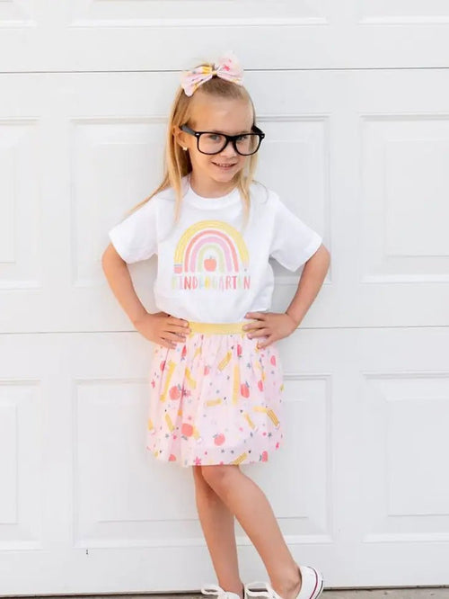 Sweet Wink Kindergarten Pencil Rainbow Shirt - Back To School Kids Tee - Flying Ryno
