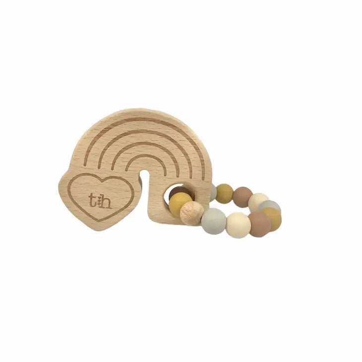 Three Hearts Rainbow Teether Beech Wood - Flying Ryno