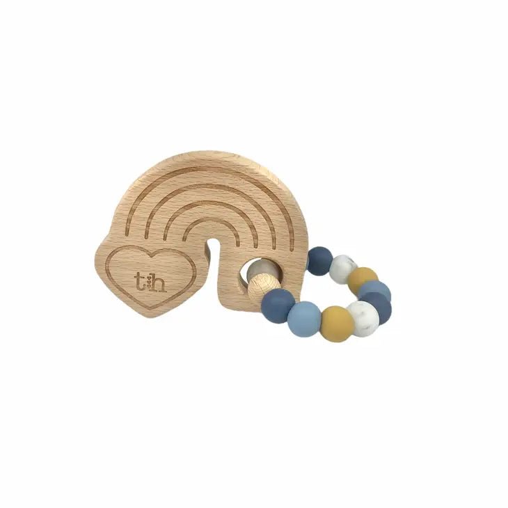 Three Hearts Rainbow Teether Beech Wood - Flying Ryno