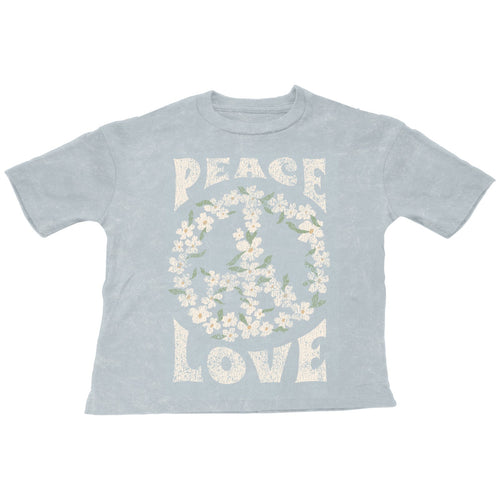 Tiny Whales Peace And Love Girl Super Tee- Mineral Denim - Flying Ryno